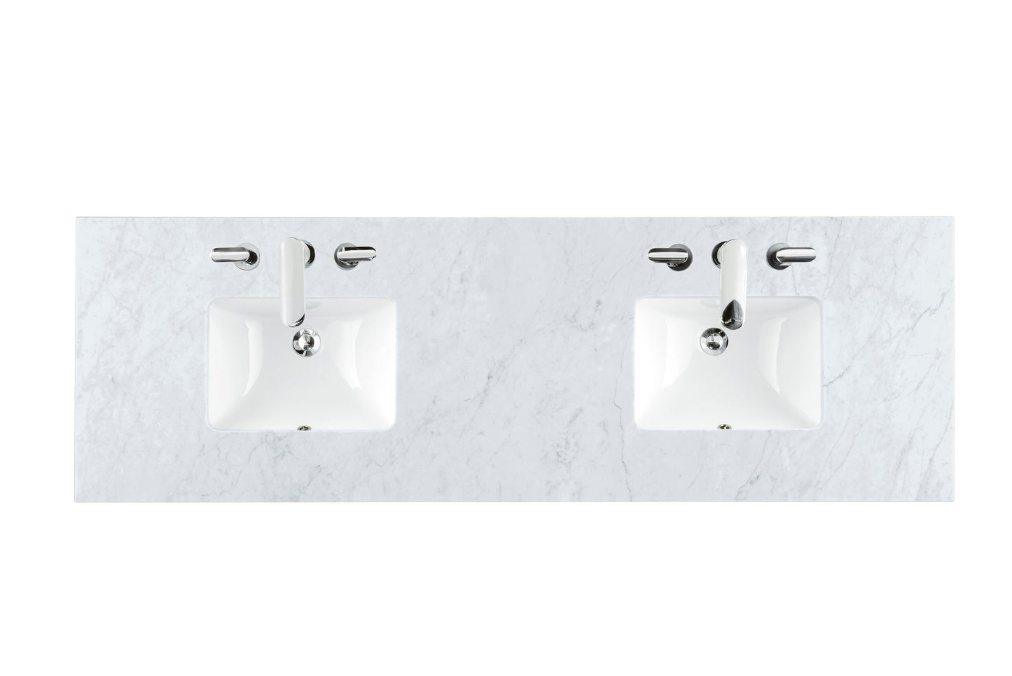 72" Double 3 CM Top, Carrara White Marble w/ Sink