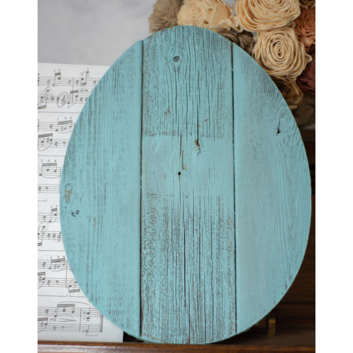 12inches Farmhouse Turquoise Wooden Large Egg