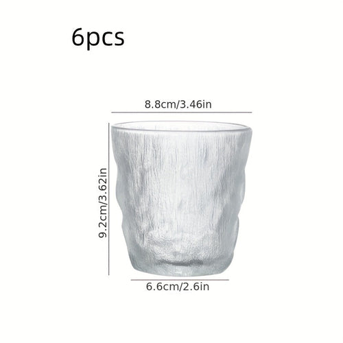 6pcs Glacier Pattern Glass Cup Set - Nordic Style Gradient Frosted