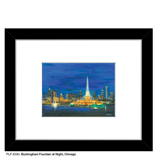Buckingham Fountain at Night, Chicago, Print (#8390A)