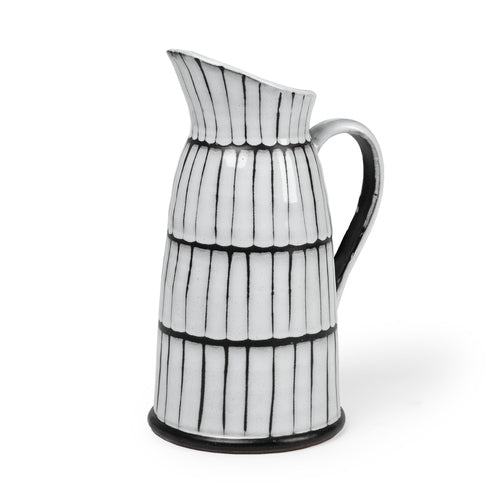 13" Black And White Cylinder Ceramic Urns Jars | Kitchen + Metal |