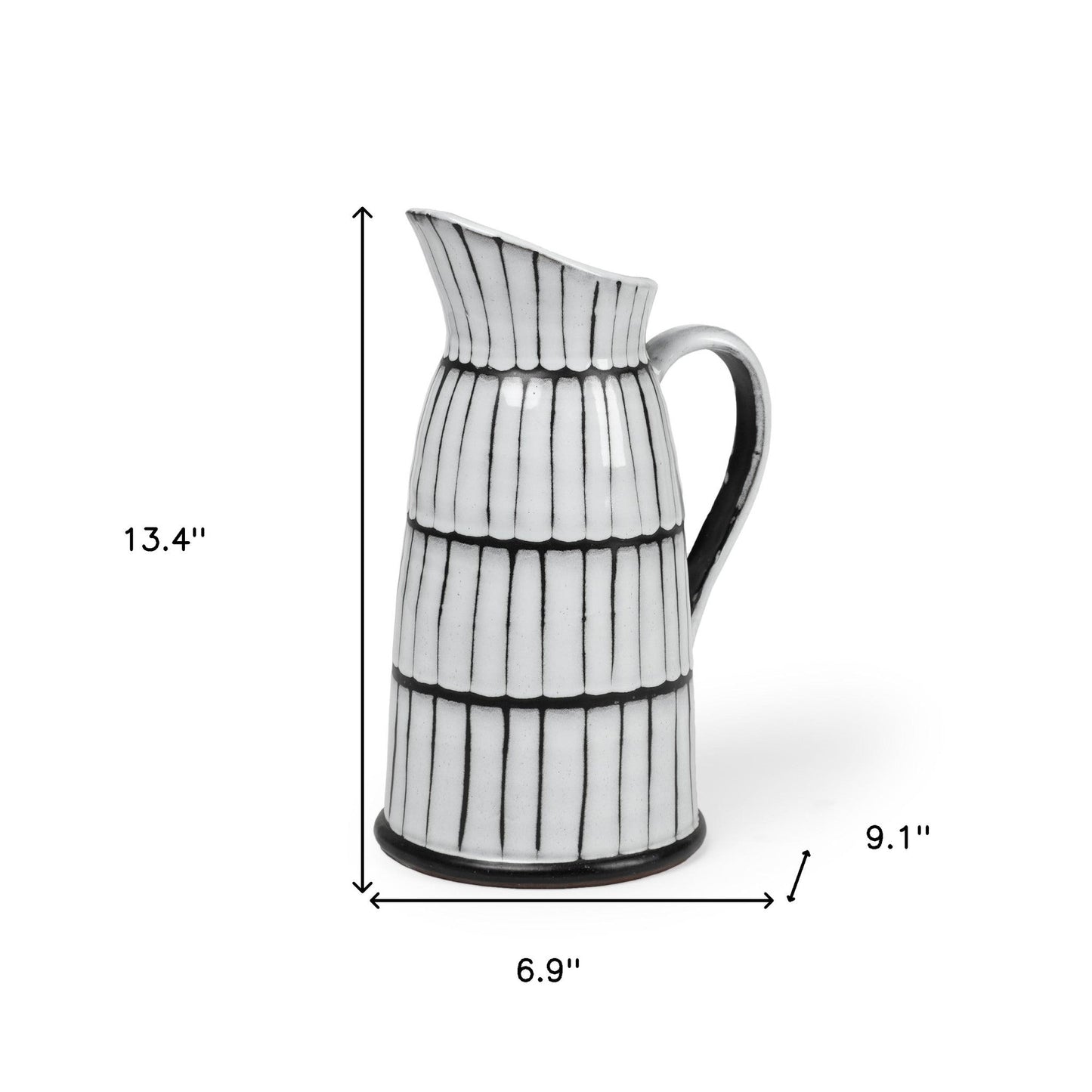 13" Black And White Cylinder Ceramic Urns Jars | Kitchen + Metal |