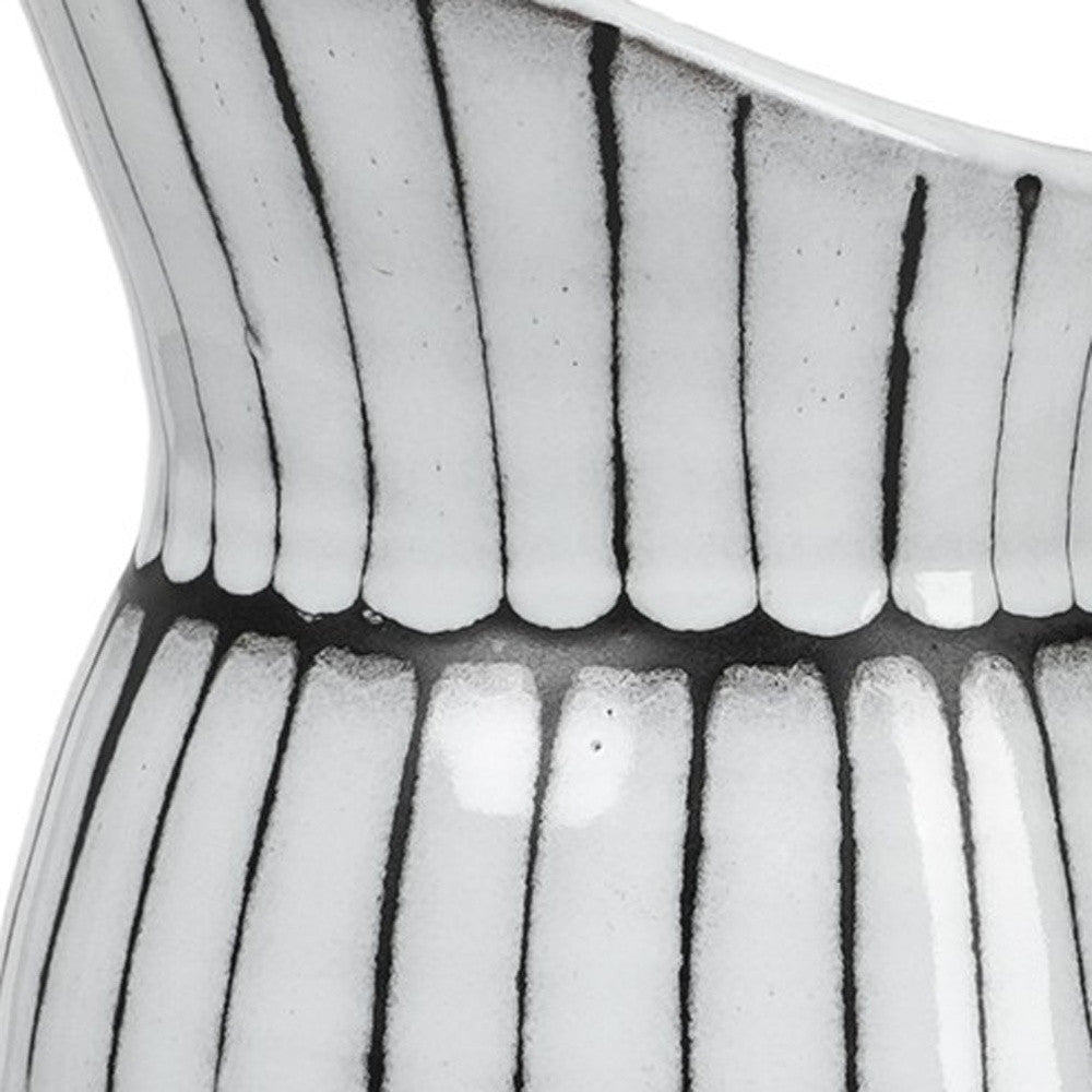 13" Black And White Cylinder Ceramic Urns Jars | Kitchen + Metal |
