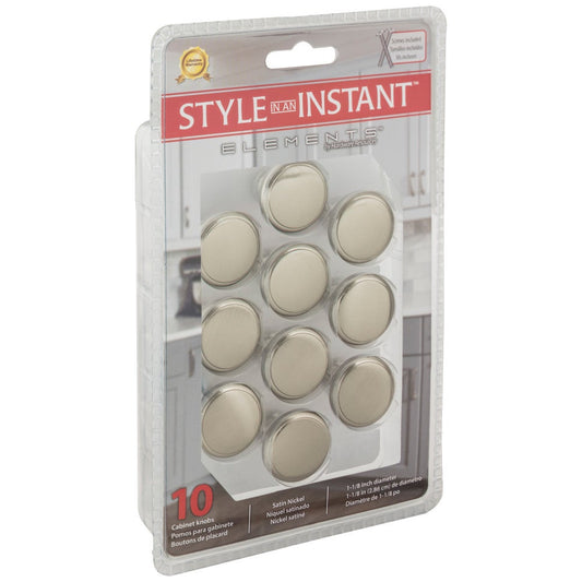1-3/16" Diameter Satin Nickel Round Kenner Retail Packaged Cabinet Knob