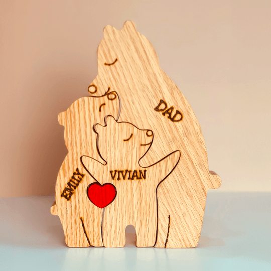 Wooden Bear Family Puzzle - Gift for Family Members, Parent, Grandparent, Mom and Dad, Grandma & Grandpa, Mother's Day, Father's Day