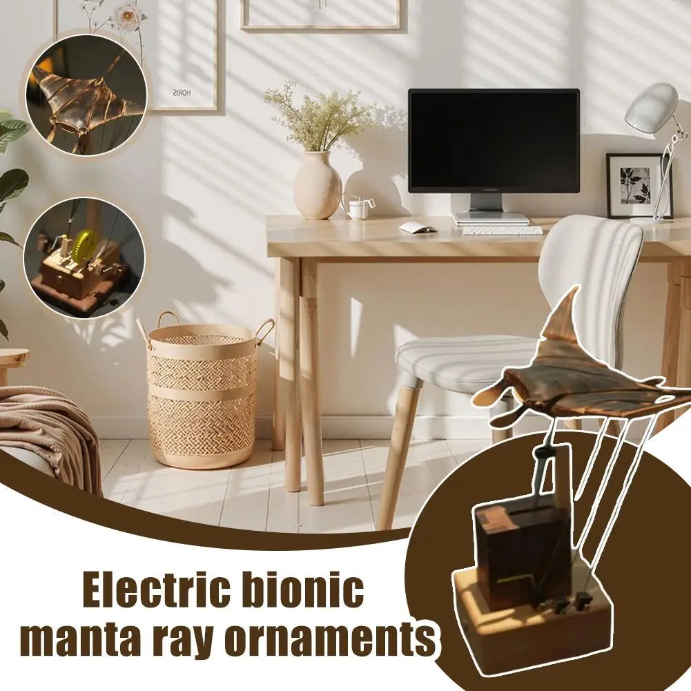 Handcrafted Wooden Manta Ray in Motion