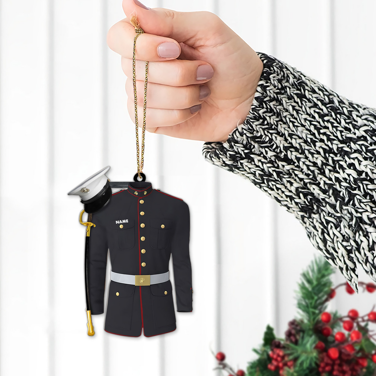 Marine Uniform Ornament - Personalized Custom Shaped Acrylic Ornament - Christmas Gift For Military, Army Dad, Husband