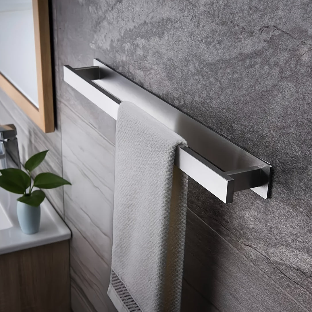 Sleek WallMounted Stainless Steel Towel Rack with Hook
