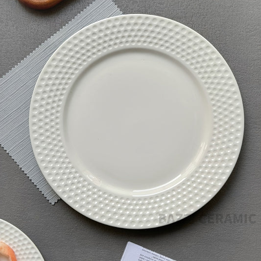 Nordic Ceramic Plates Set Elegant White Golf Pattern
