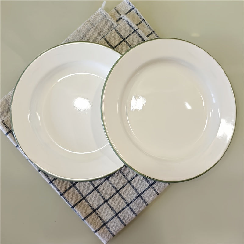 Vintage Enamel Serving Plates Set Elegant Dining Essential