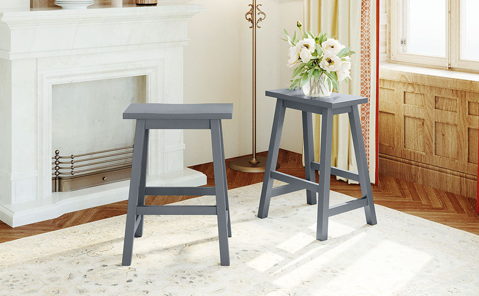 Farmhouse Rustic 2-piece Counter Height Wood Kitchen Dining Stools | Home Decor | Kitchen + Metal