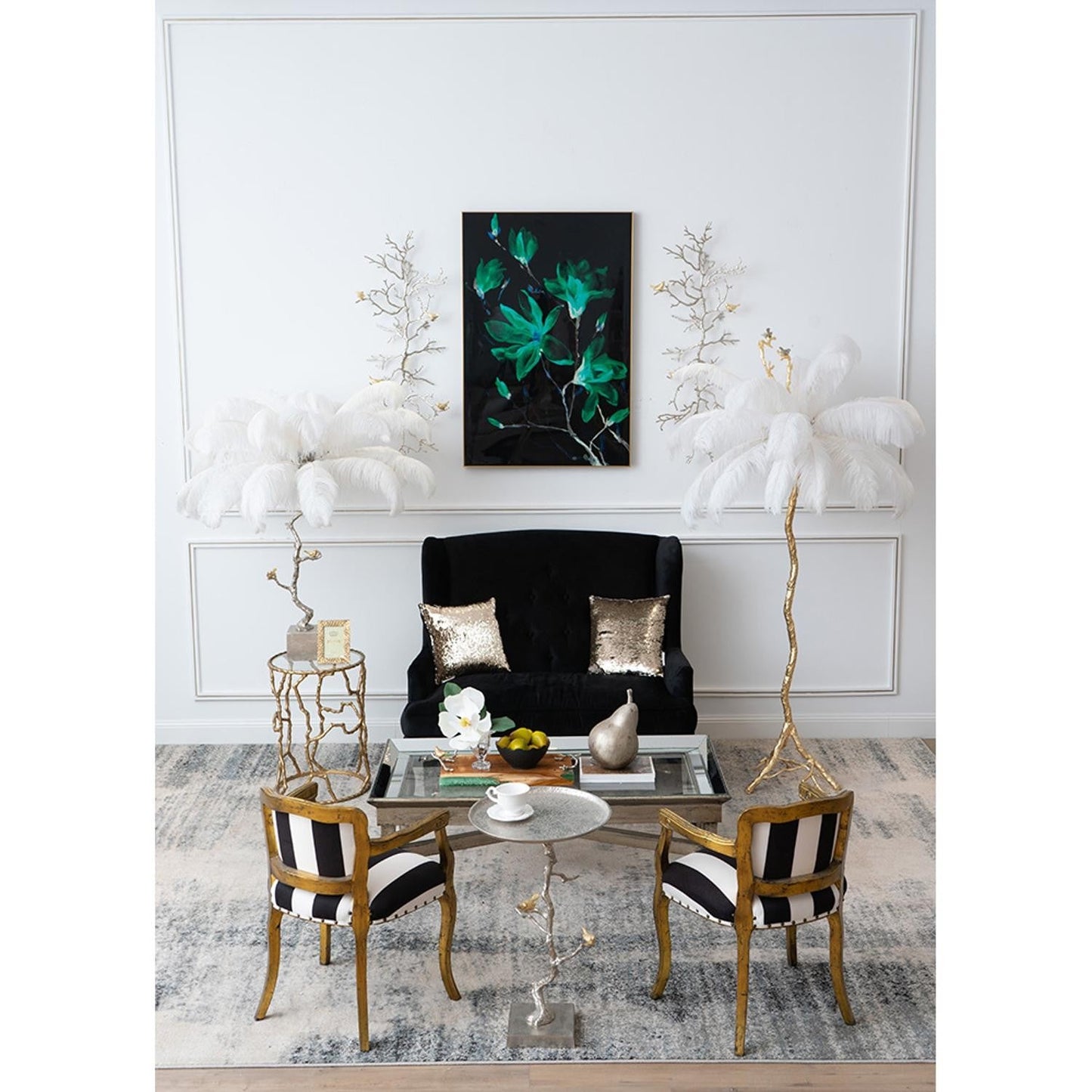 44" Silver And Gold Aluminum Branches And Birds Hanging Dimensional | Kitchen + Metal