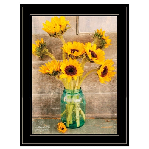 Country Sunflowers I 2 Black Framed Print Wall Art | Home Decor | Kitchen + Metal