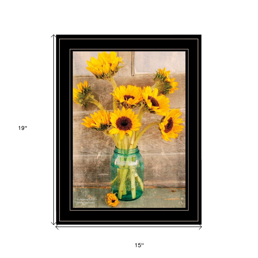 Country Sunflowers I 2 Black Framed Print Wall Art | Home Decor | Kitchen + Metal