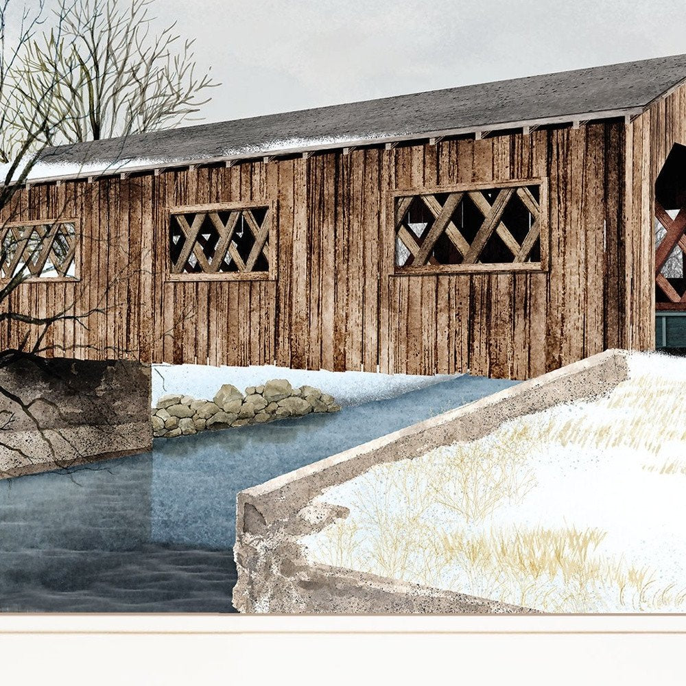 The Kissing Bridge 1 White Framed Print Wall Art | Home Decor | Kitchen + Metal