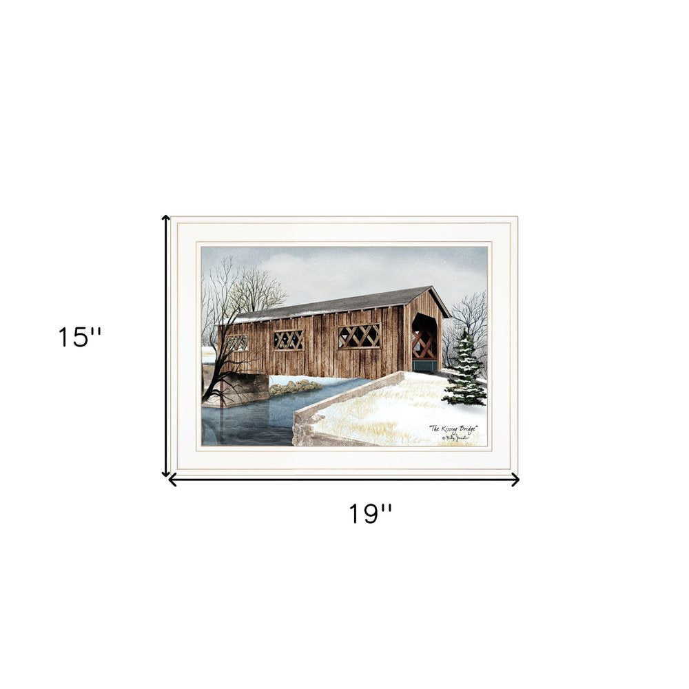 The Kissing Bridge 1 White Framed Print Wall Art | Home Decor | Kitchen + Metal