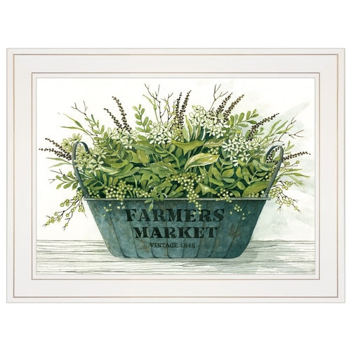 Farm Market White Framed Print Wall Art | Home Decor | Kitchen + Metal