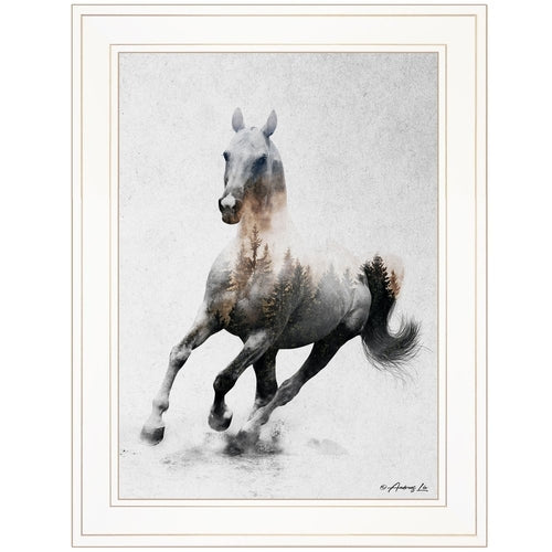Framed artwork of a horse running with a blurred effect