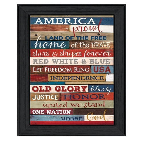 America Proud 1 Black Framed Print Wall Art | Home Decor | Kitchen + Metal