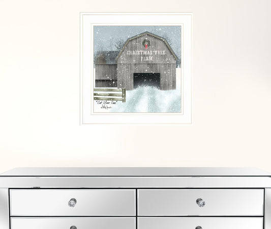 Cut Your Own Christmas Tree White Framed Print Wall Art