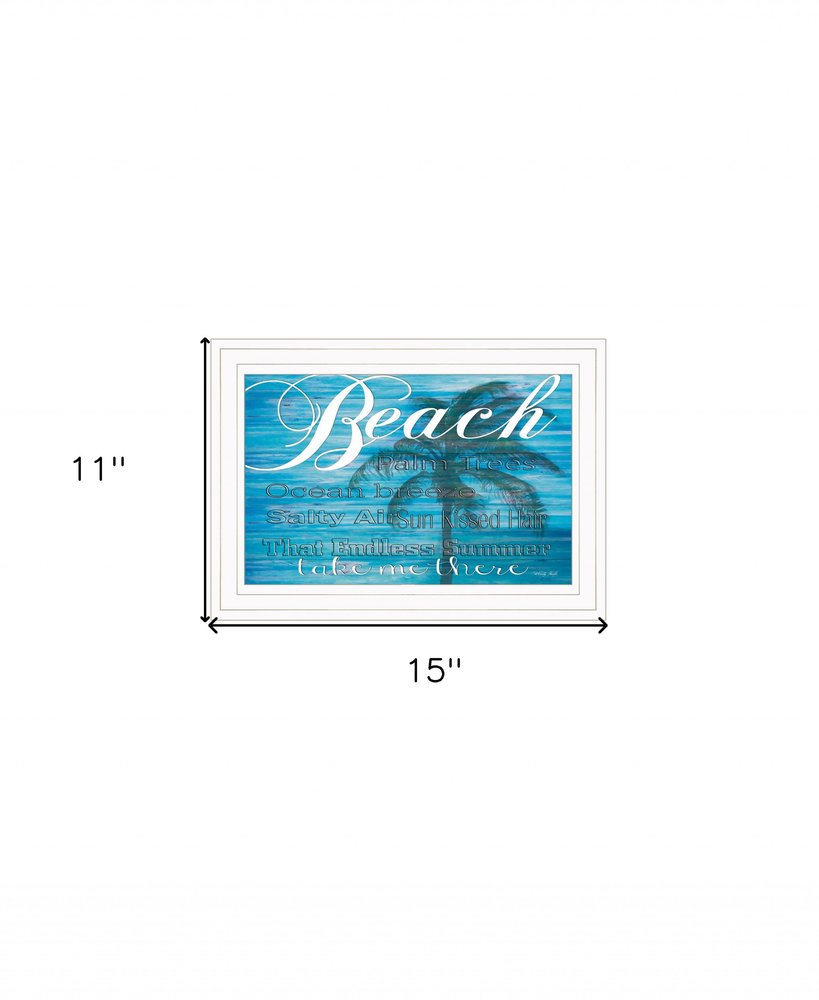 Take Me There Beach White Framed Print Wall Art | Home Decor | Kitchen + Metal