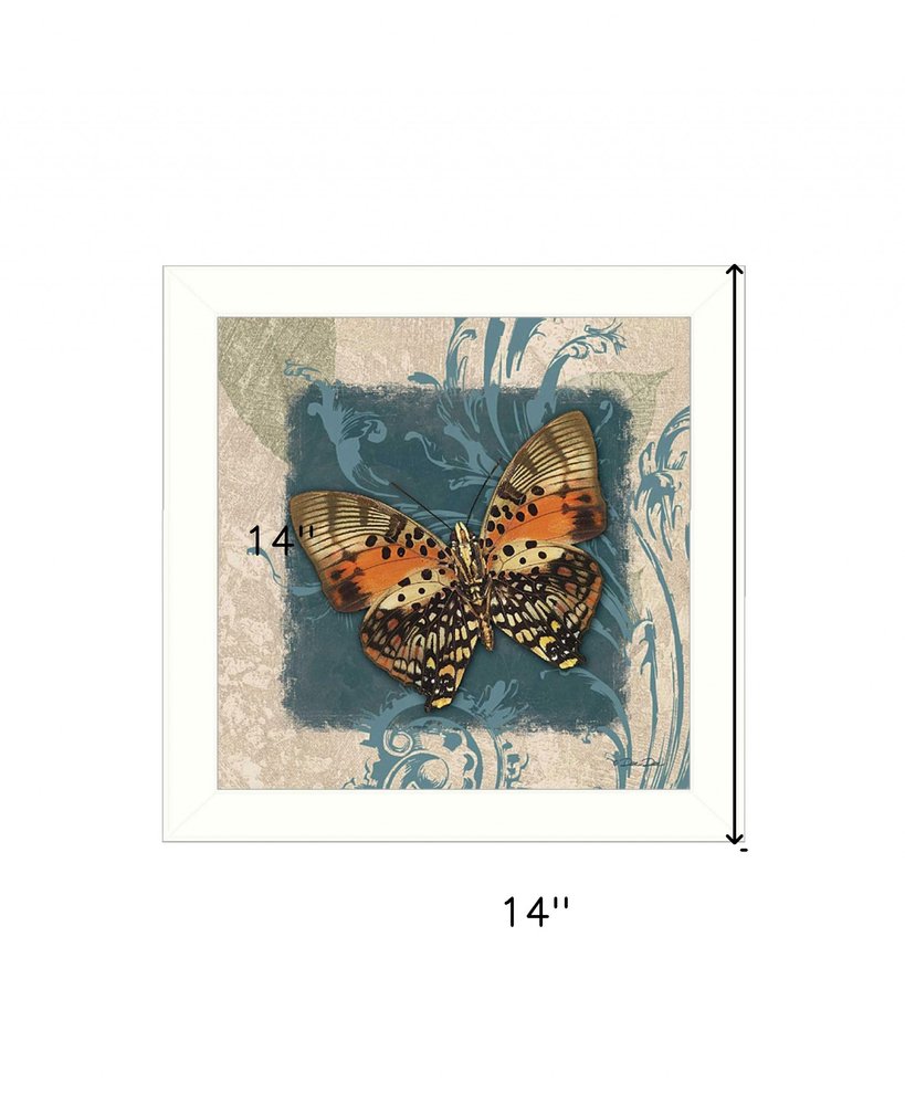 Butterfly artwork on a decorative background with dimensions indicated