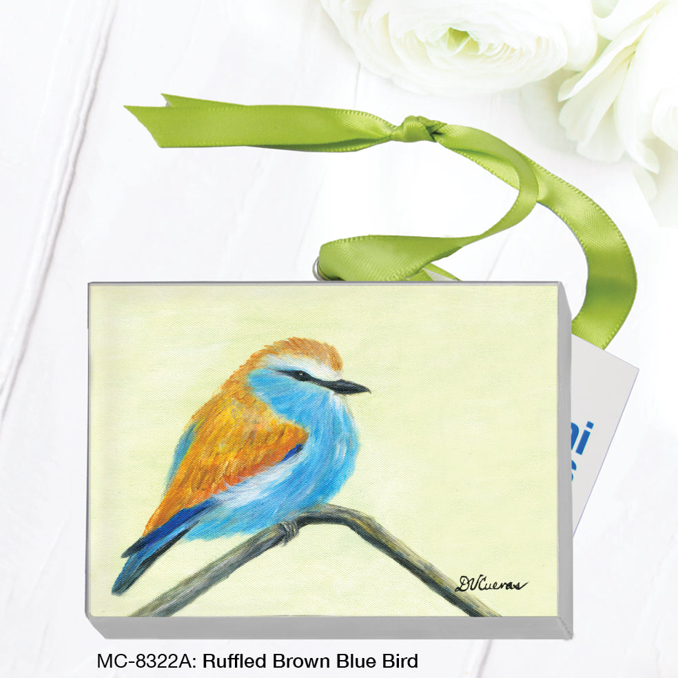 Ruffled Brown Blue Bird, Mini Canvas (MC-8322A)