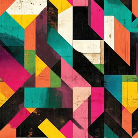 Dynamic Urban Woodblock Mural