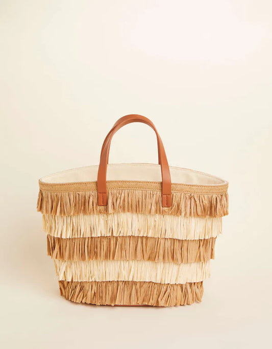 Raffia Fringe Day Tote Nutmeg Natural