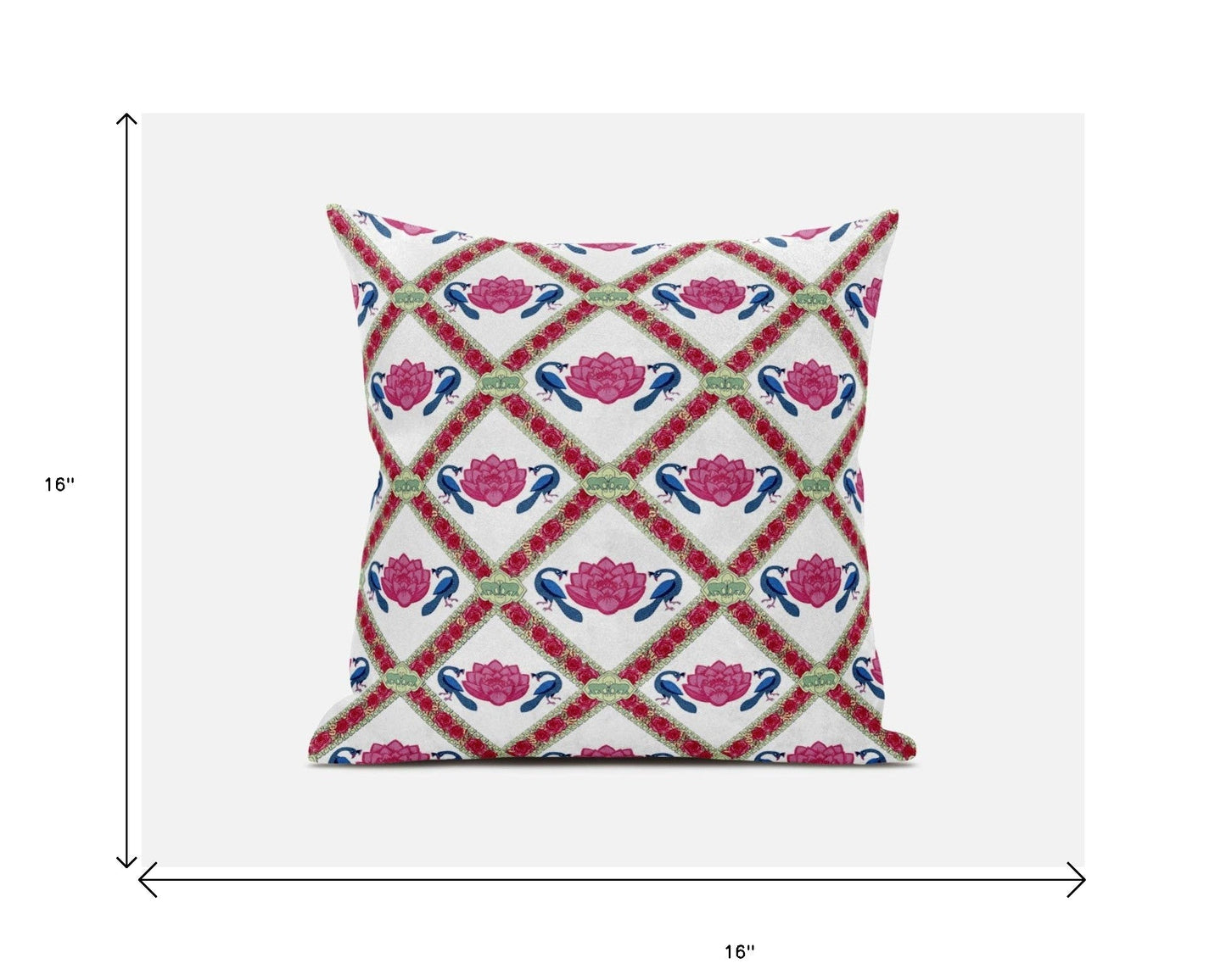 16"x16" Pink Blue White Blown Seam Suede Geometric Throw Pillow