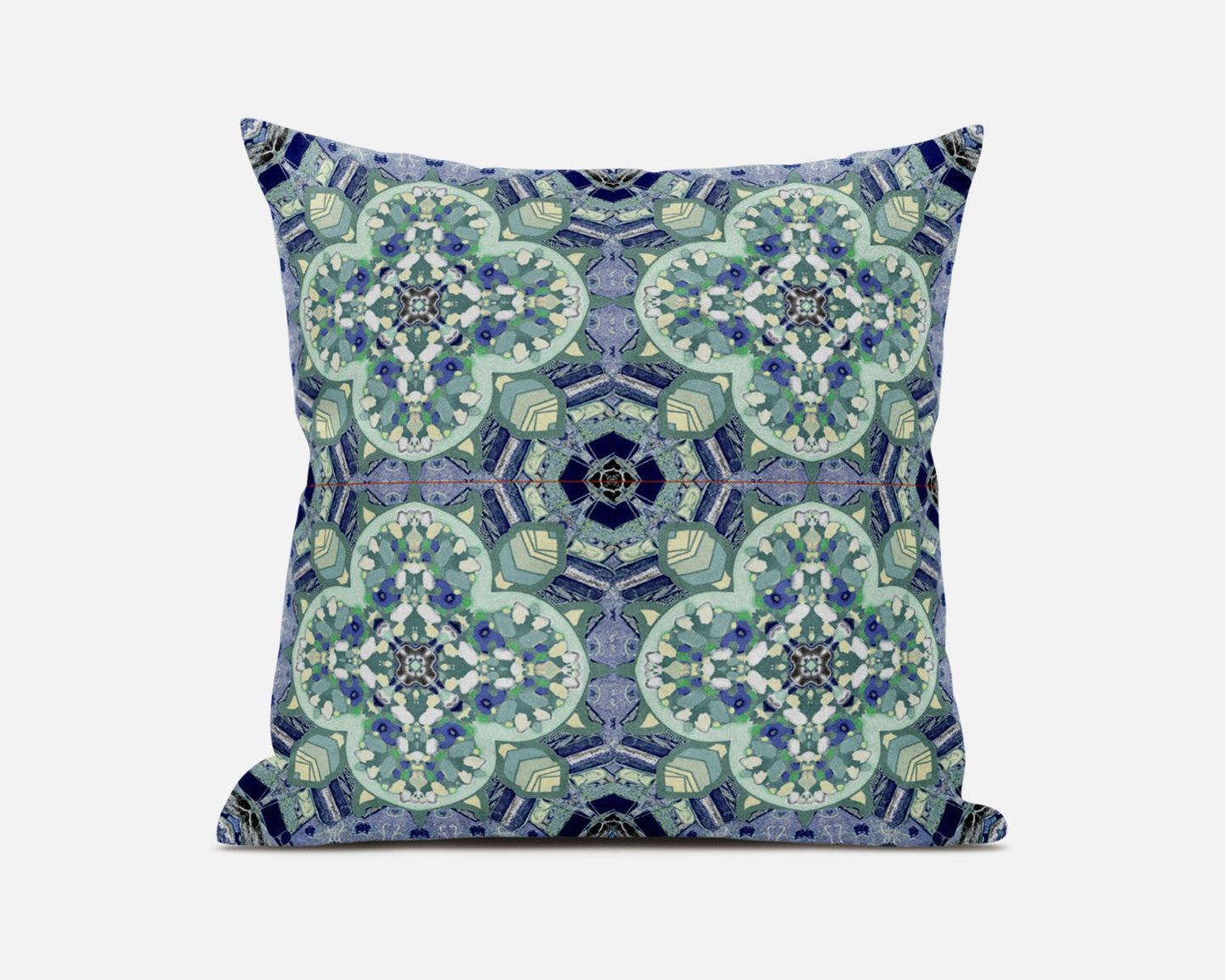 18" Aqua Blue Cloverleaf Boho Suede Throw Pillow