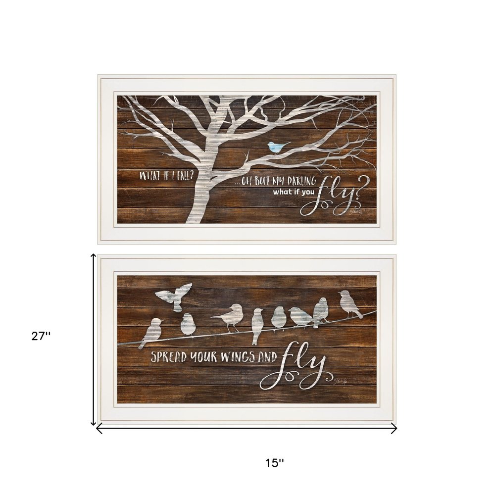 Set Of Two Spread Your Wings 1 White Framed Print Wall Art | Home Decor | Kitchen + Metal
