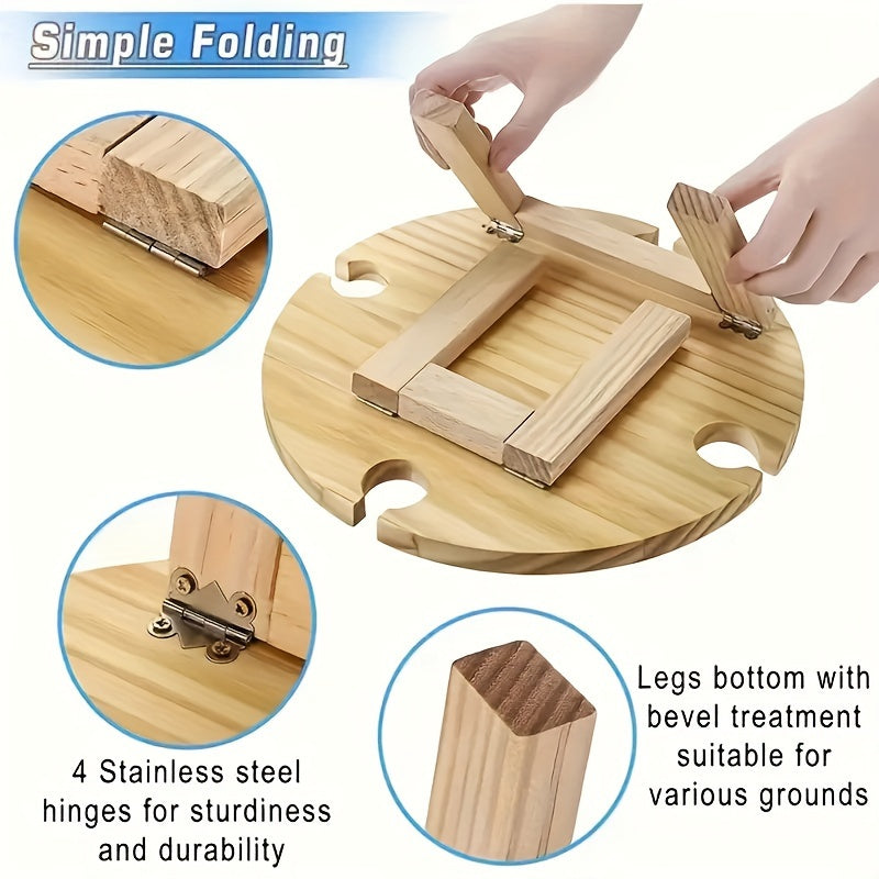 Appker Round Folding Wooden Serving Tray with Legs