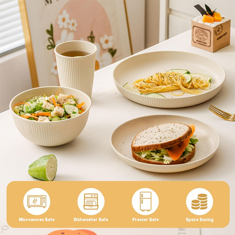 Yuhuphyllic 24Piece Durable Dinnerware Set for Camping Dorms