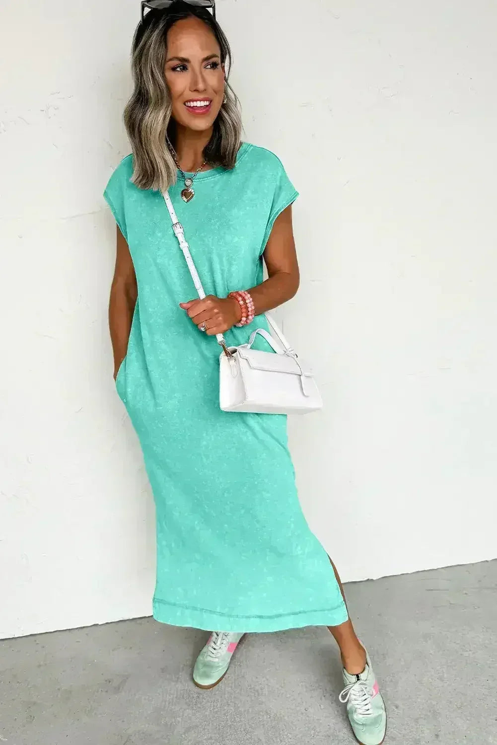 Carrot Mineral Wash Pocketed T-shirt Dress