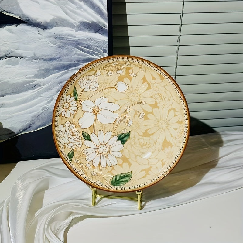 floral plate on stand