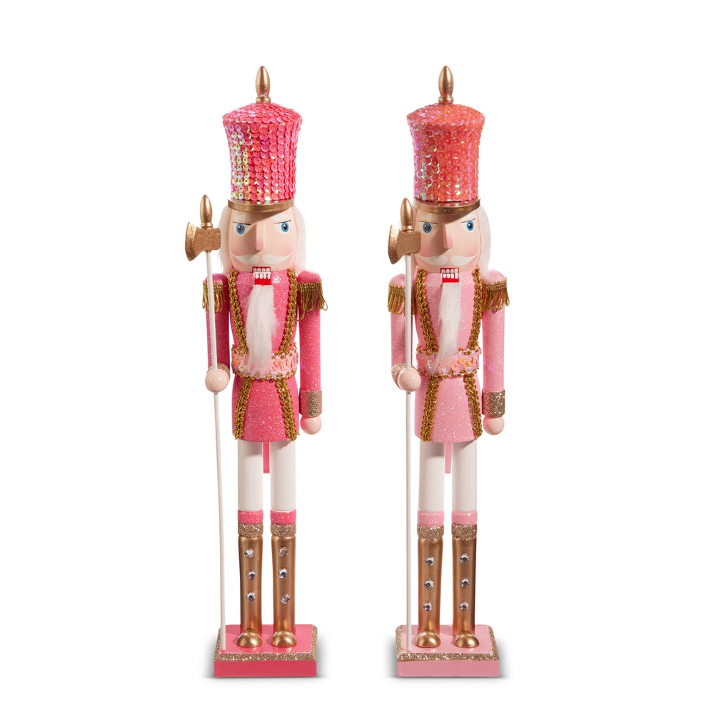 18.5" Glittered Pink Nutcracker - SET OF 2
