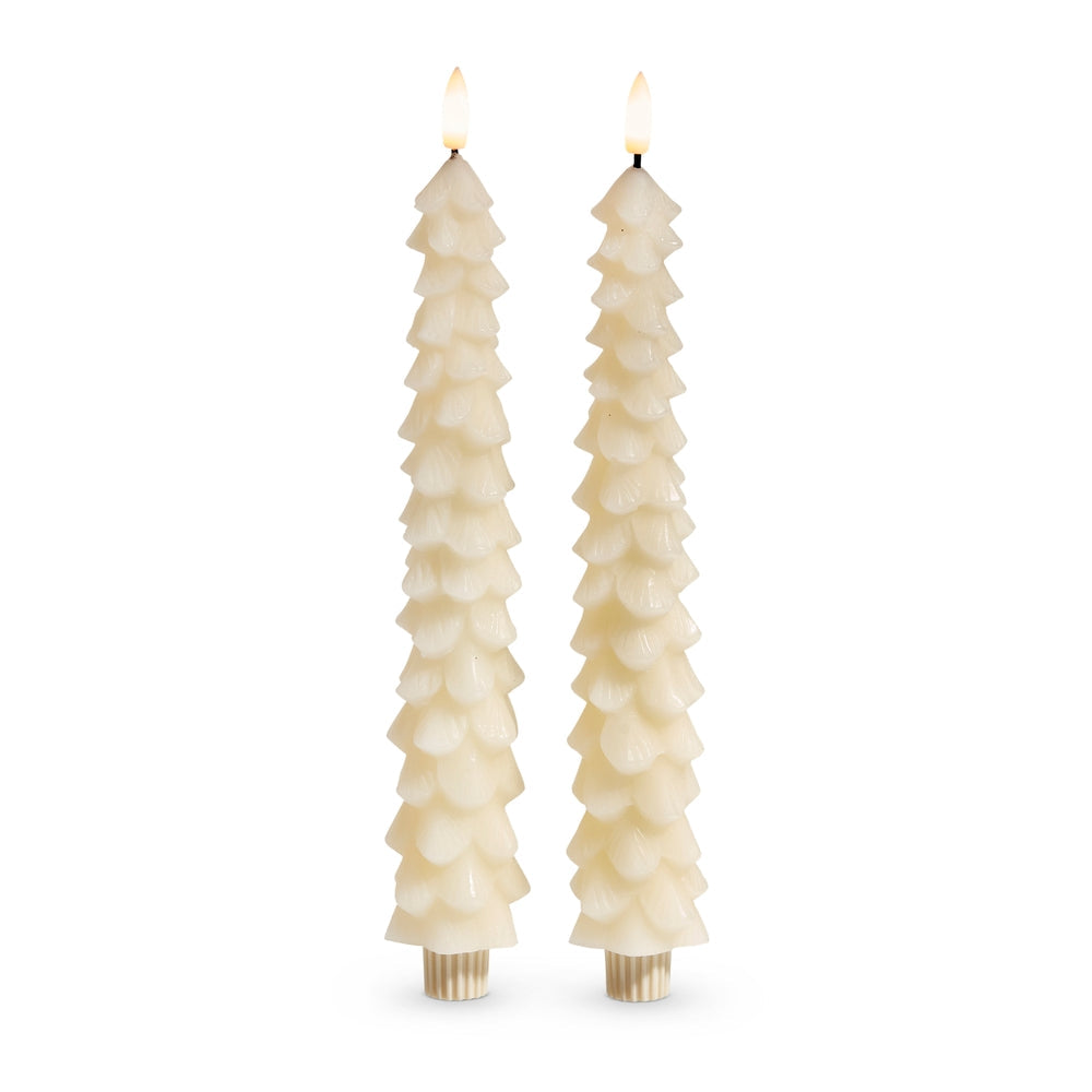 Christmas Carousel Collection - 10.5" Ivory Tree Taper Candles - SET OF 2