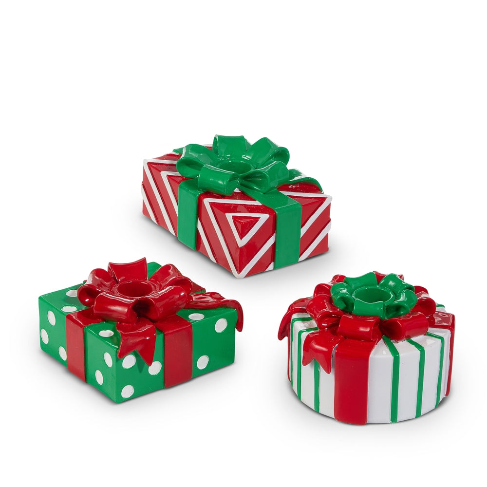 Christmas Carousel Collection - 5" Present Candle Holder - SET OF 3