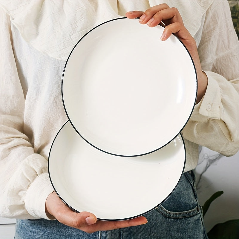 Set of 4 Simple White 8Inch Dinner Plates