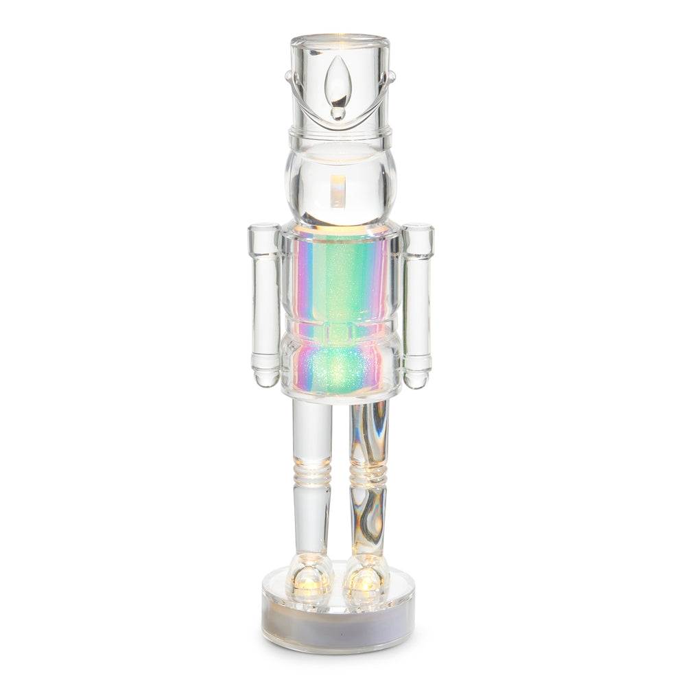 14.5" Lighted Colorful Glitter Transparent Nutcracker