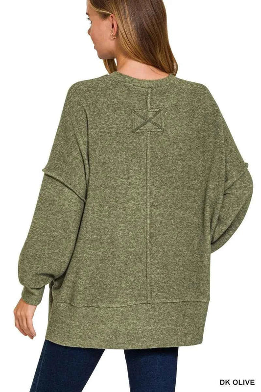 Zenana Brushed Melange Hacci Oversized Sweater