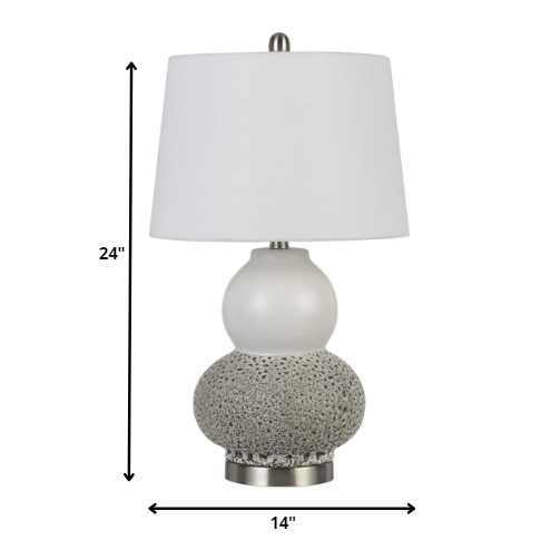 Set Of Two 24" Silver Metal Two Light Desk Table Lamps With White | Lighting | Kitchen + Metal