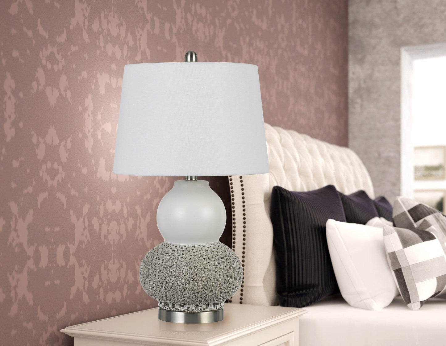 Set Of Two 24" Silver Metal Two Light Desk Table Lamps With White | Lighting | Kitchen + Metal