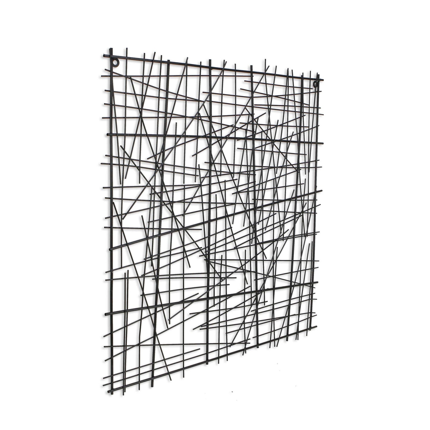 32" X 32" Black Handcrafted Abstract Lines Metal Hanging Dimensional