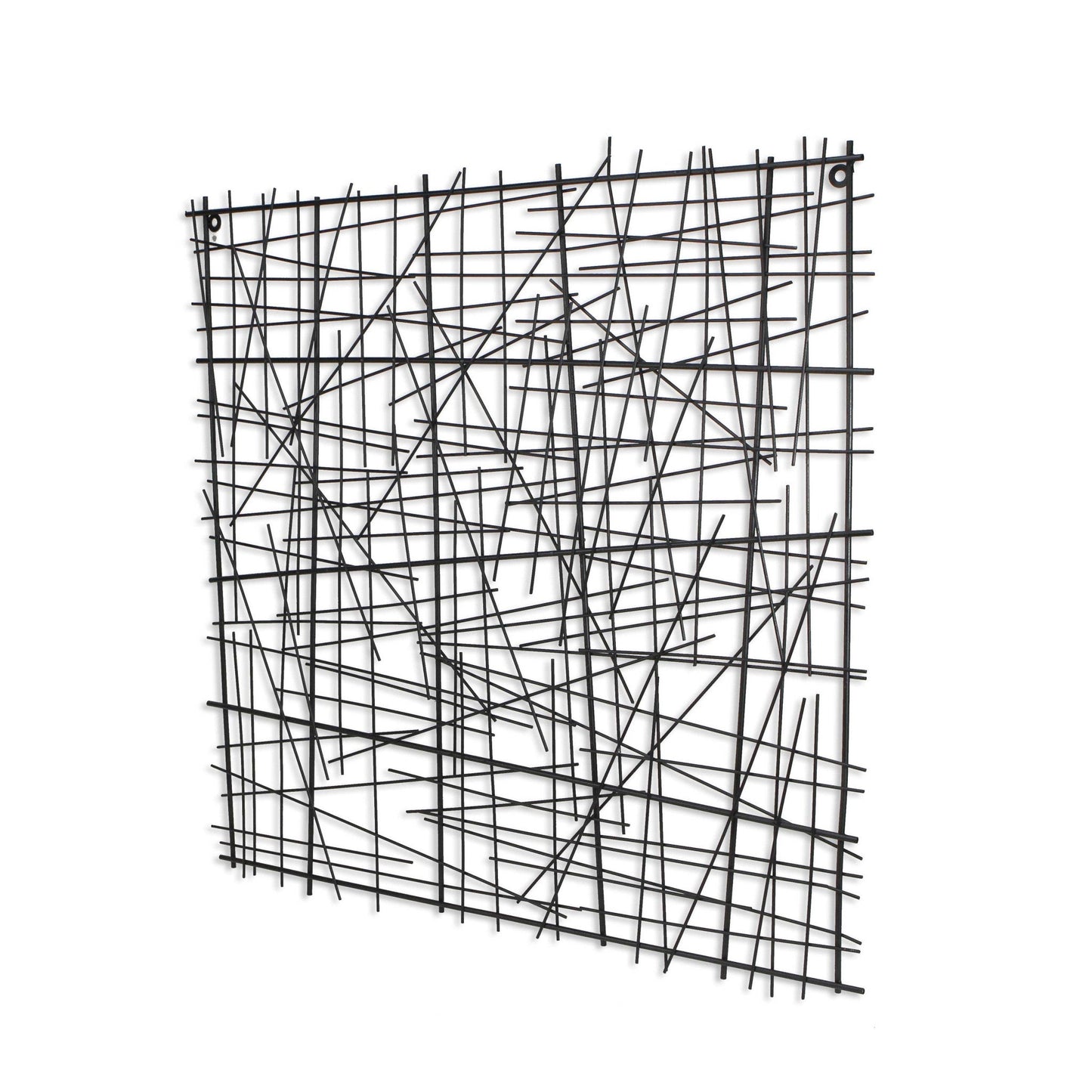 32" X 32" Black Handcrafted Abstract Lines Metal Hanging Dimensional