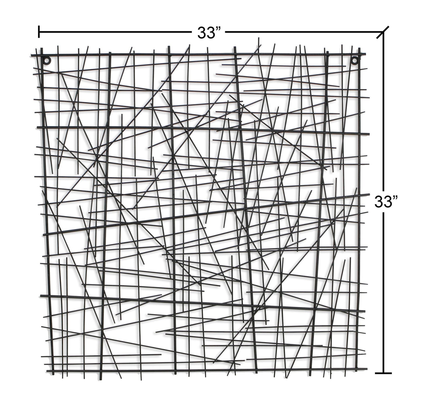 32" X 32" Black Handcrafted Abstract Lines Metal Hanging Dimensional