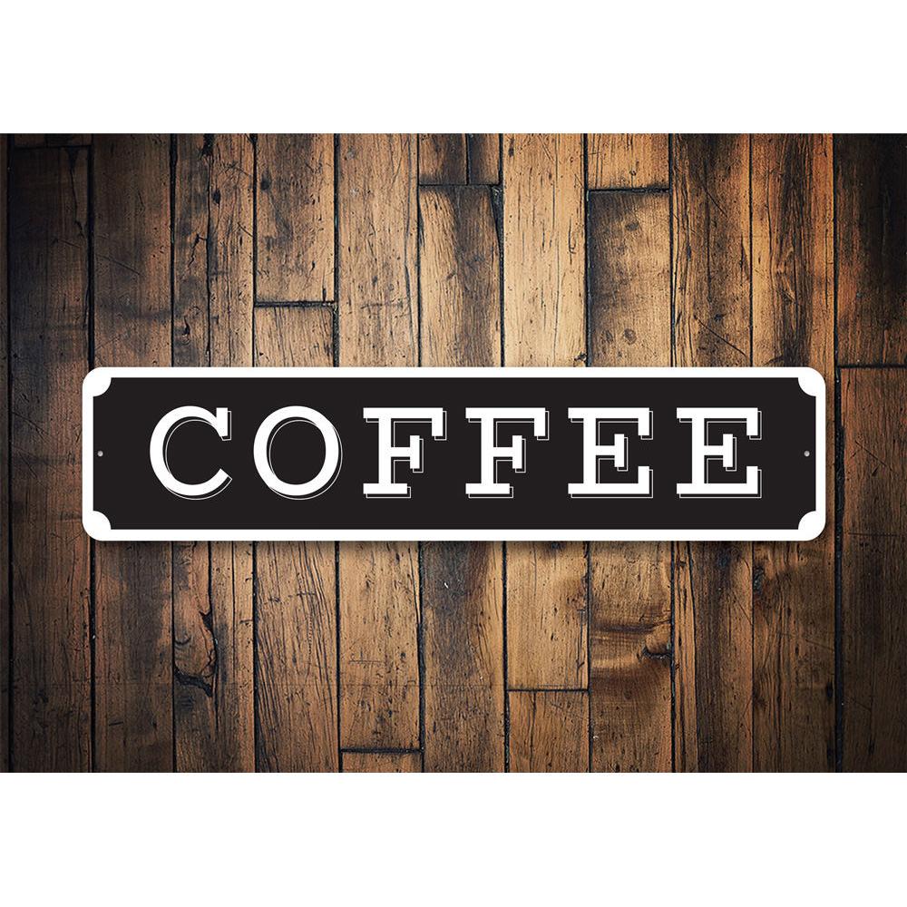 Wooden wall with a 'COFFEE' sign