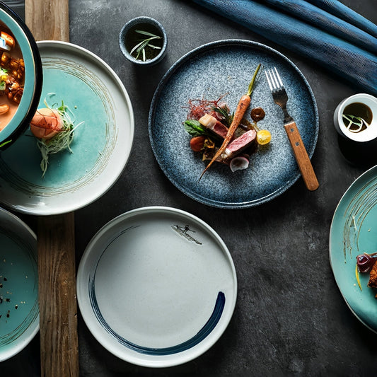 4Piece Mocha Gold 8Inch Ceramic Dinner Plate Set