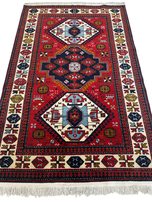 Armenian Yerevan Wool Rug – 4’6” x 6’11” – Hand-Knotted Geometric Design